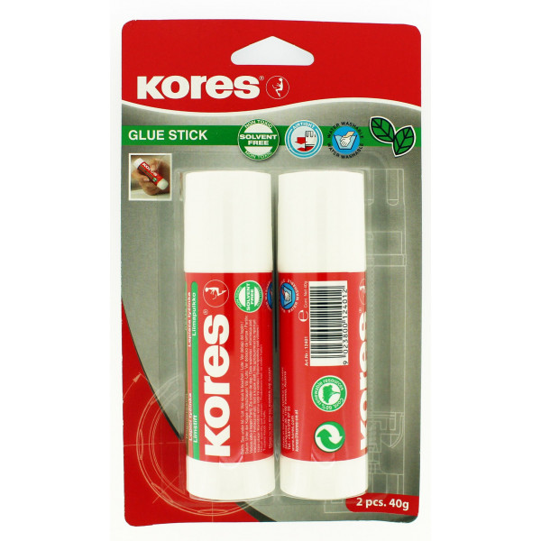 Lot de 2 bâtons de colle blanche - 2 x 40G - Kores