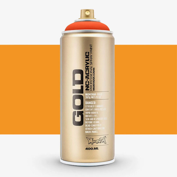 Bombe de peinture - Gold - Acrylique - Power orange - F2000 - 400ml - Montana Cans