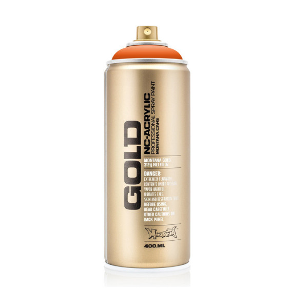 photo-Bombe de peinture - Gold - Acrylique - Shock orange - S2010 - 400ml - Montana Cans