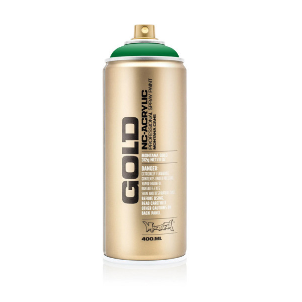 photo-Bombe de peinture - Gold - Acrylique - Shock green - S6010 - 400ml - Montana Cans