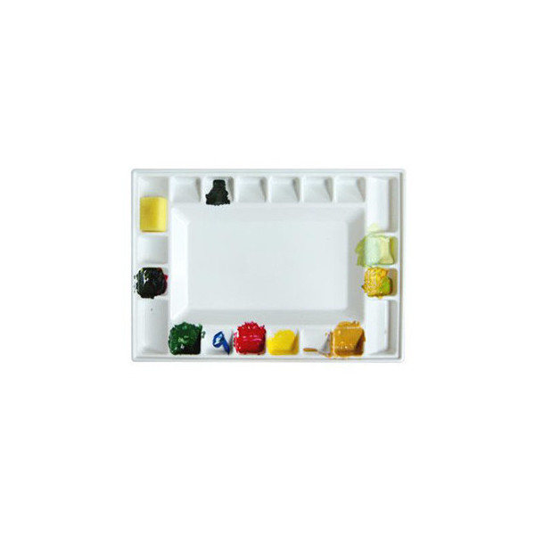Palette de peinture - Antisèche - Rectangulaire - Plastique - Blanc - 20 compartiments