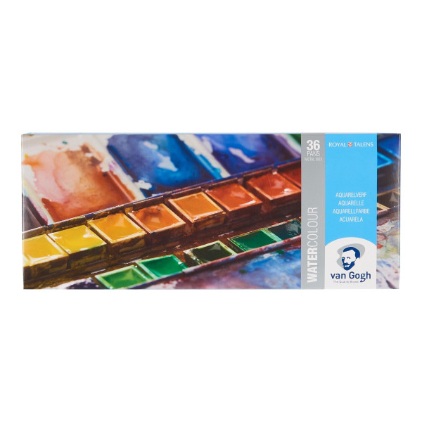photo-Peinture aquarelle - Coffret métal - 36 godets + palette intégrée - Van Gogh