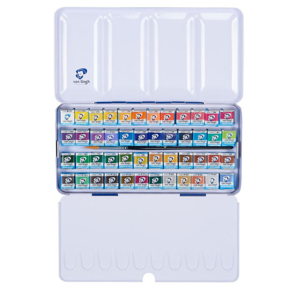 Peinture aquarelle - Coffret métal - 48 godets + palette intégrée - Van Gogh