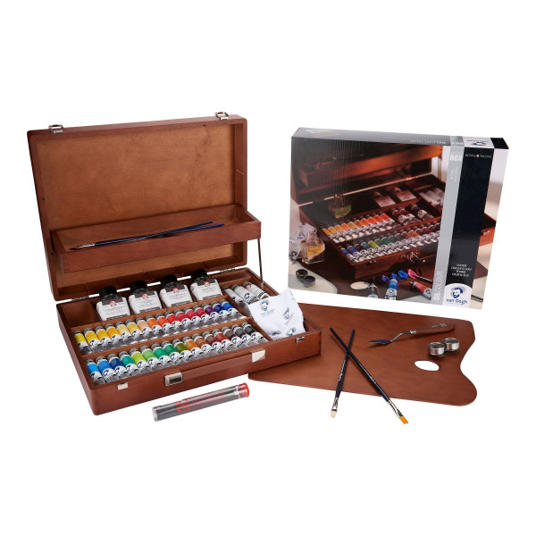 Coffret en bois de 32 tubes peinture à l'huile Van Gogh avec accessoires