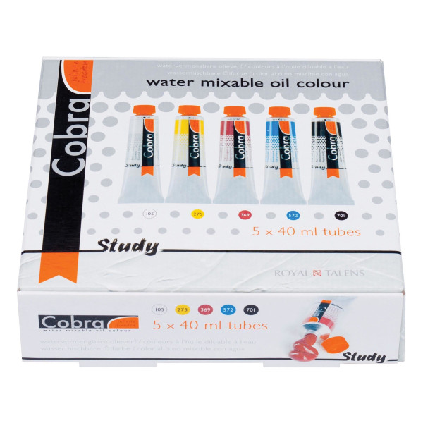 Coffret de 5 tubes de peinture à l'huile 40ml Cobra Study