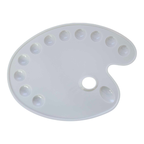 photo-Palette de peinture - Ovale - Plastique - Blanc - 12 compartiments