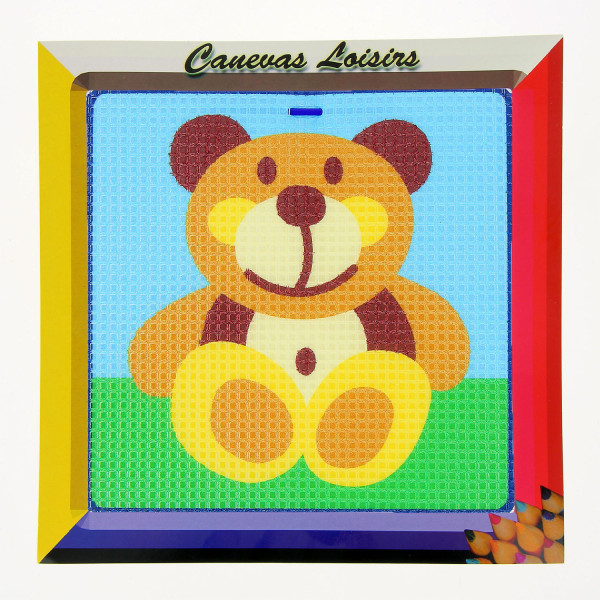 Kit canevas Nounours ourson 15 x 15 cm gros trous