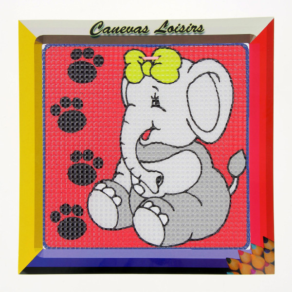 Kit canevas Eléphant 15 x 15 cm gros trous