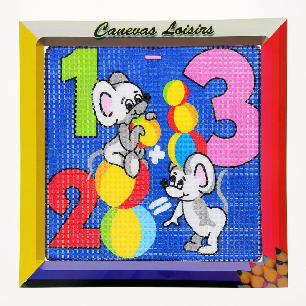 Kit canevas Petites souris 15 x 15 cm gros trous