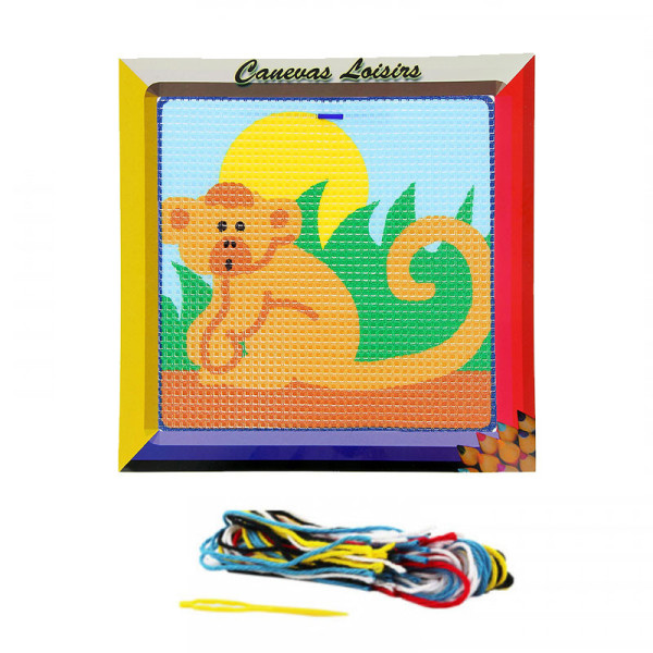 Kit canevas Singe 15 x 15 cm gros trous
