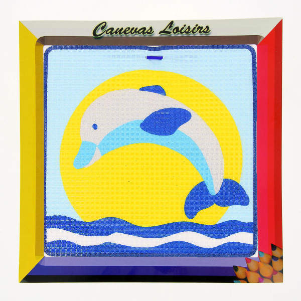Kit canevas Dauphin sauteur 15 x 15 cm gros trous
