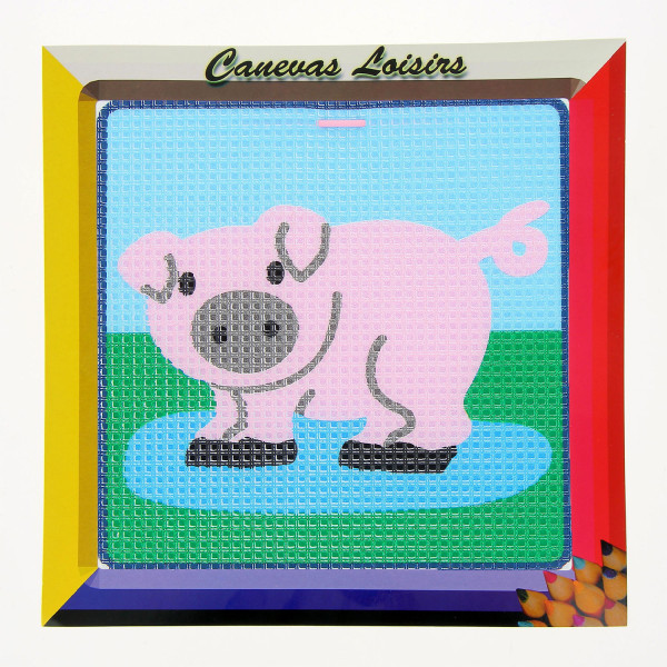 Kit canevas Petit cochon 15 x 15 cm gros trous
