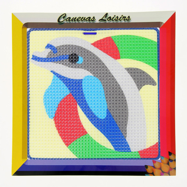 Kit canevas Dauphin coloré 15 x 15 cm gros trous