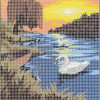 Kit complet canevas 15 x 20 cm motif paysage cygne étang