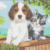 Kit complet canevas 15 x 20 cm motif chiot et chaton