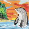 Kit complet canevas 15 x 20 cm motif dauphin bord de mer