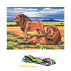Kit complet canevas 15 x 20 cm motif lions dans la savane