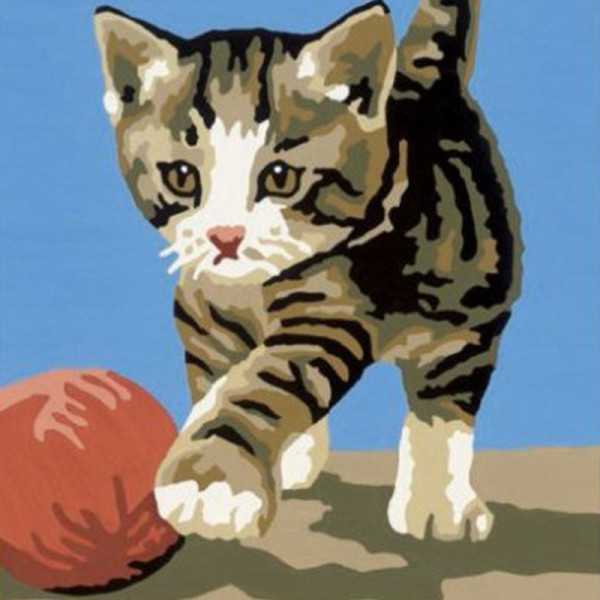 Kit complet canevas 15 x 20 cm motif chaton chat joueur