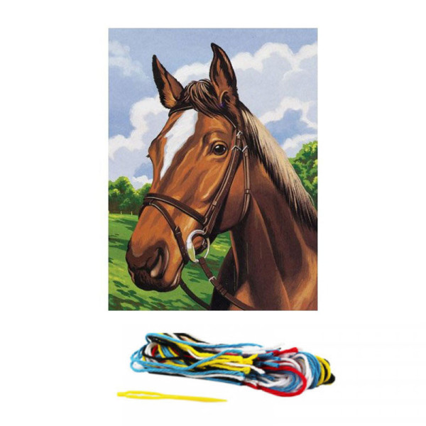 Kit complet canevas 15 x 20 cm motif cheval portrait