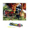 Kit complet canevas 15 x 20 cm motif pompier camion
