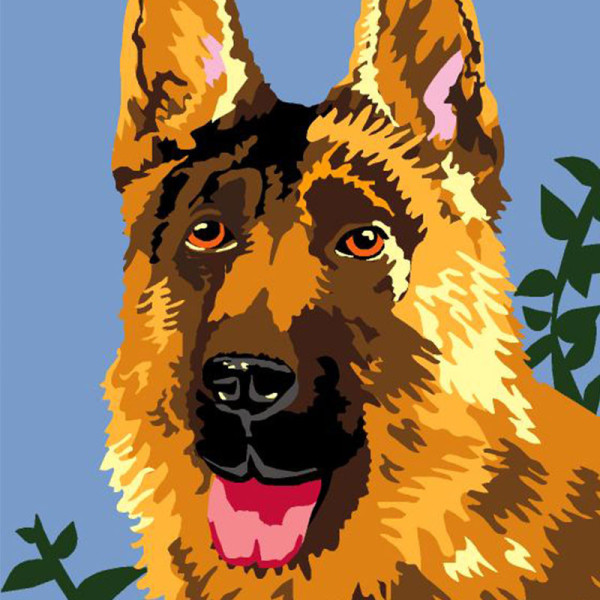 Kit complet canevas 15 x 20 cm motif chien berger allemand
