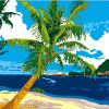 Kit complet canevas 15 x 20 cm motif plage des tropiques