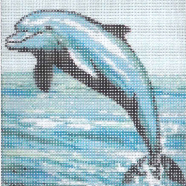 Kit complet canevas 15 x 20 cm motif dauphin océan