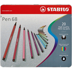 Lot De 6 Feutres STABILO Pen 68 Fluo - Pointe Ogive 1 Mm - Couleurs Vives, Lavables, Pour Dessin Et Coloriage