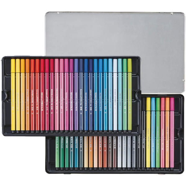 Boîte métal 50 feutres STABILO Pen 68 | Artmania