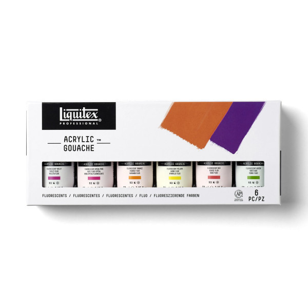 Coffret 6 flacons gouache acrylique Liquitex couleurs fluo