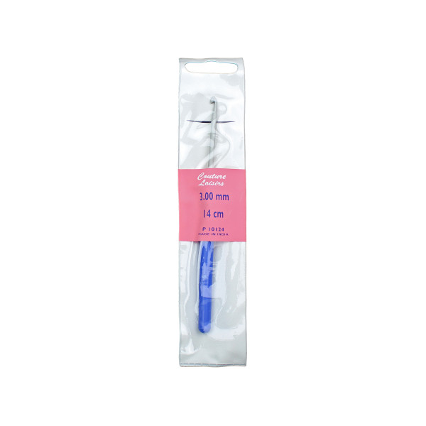 Crochet en métal 14 cm 3mm manche en plastique
