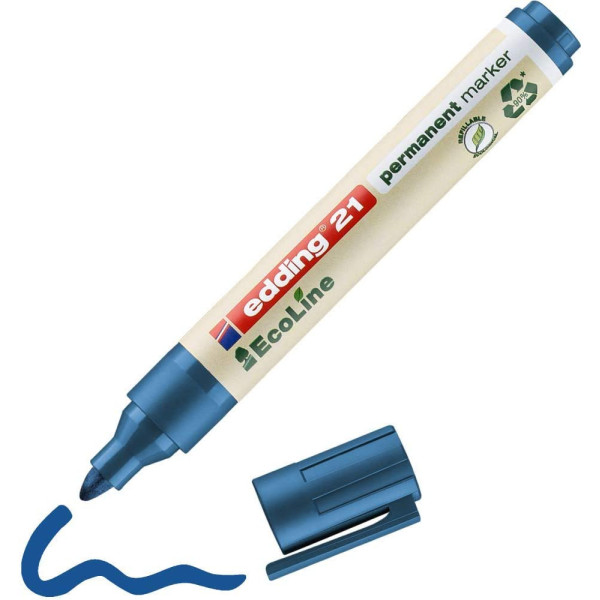 Marqueur permanent Edding 21 Ecoline pointe ronde bleu