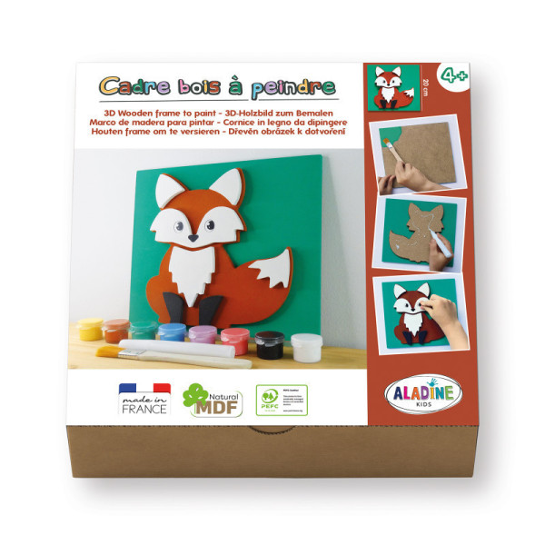 photo-Cadre en bois à décorer - Modèle renard - Loisirs créatifs - Enfant - Aladine