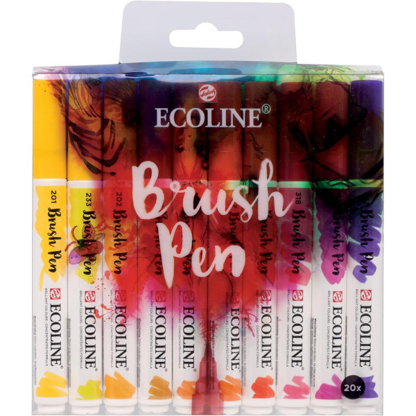 photo-Feutres - Pointe pinceau - 20 couleurs - Aquarellable - Ecoline Brush Pen