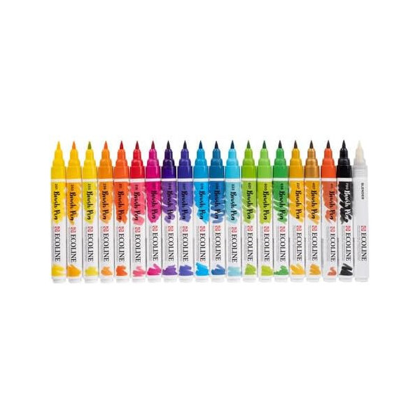 Feutres - Pointe pinceau - 20 couleurs - Aquarellable - Ecoline Brush Pen