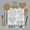 Peinture aux points - Sur bois - Coffret - Modèle girly - Dès 6 ans - Formes, pochoirs, peintures