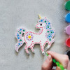 Peinture aux points - Sur bois - Coffret - Modèle licorne - Dès 6 ans - Formes, pochoirs, peintures