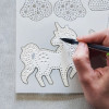 Peinture aux points - Sur bois - Coffret - Modèle licorne - Dès 6 ans - Formes, pochoirs, peintures