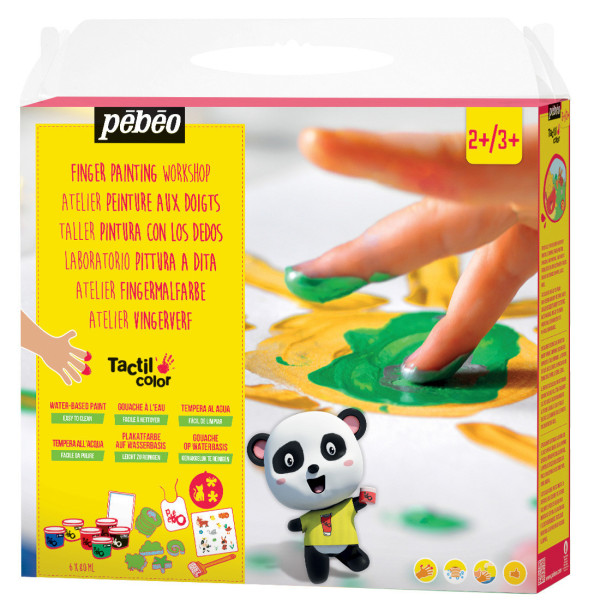 photo-Peinture aux doigts - Enfant - Dès 2 ans - 6 pots + tampons mousse - Pébéo