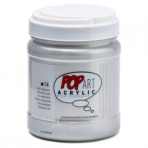 photo-Peinture acrylique - Argent - Mate-satinée - Pot 700ml - Pébéo Pop Art