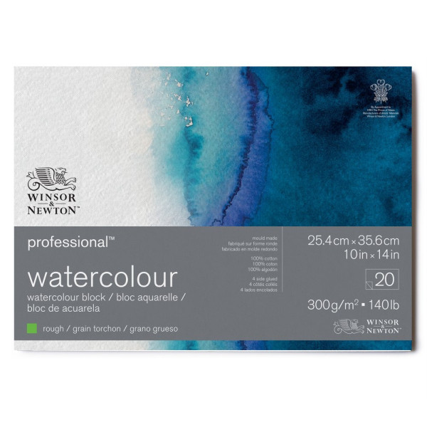 Bloc aquarelle Winsor et Newton 25,4 x 35,6 cm 300g grain torchon 20 feuilles