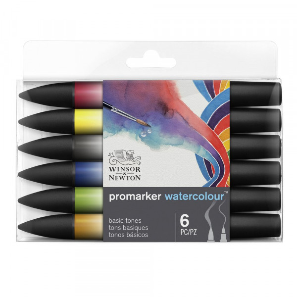 Lot de 6 feutres Promarker Watercolour tons basiques Winsor et Newton