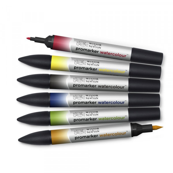 Lot de 6 feutres Promarker Watercolour tons basiques Winsor et Newton