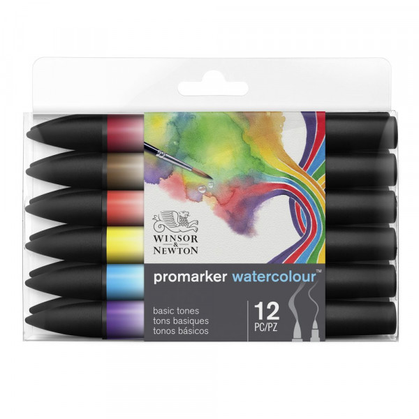 Lot de 12 feutres Promarker Watercolour tons basiques Winsor et Newton