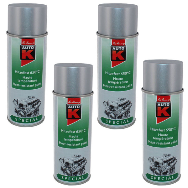 Lot de 4 bombes de peinture haute température - gris argent - Auto-K - 400 ml | Artmania