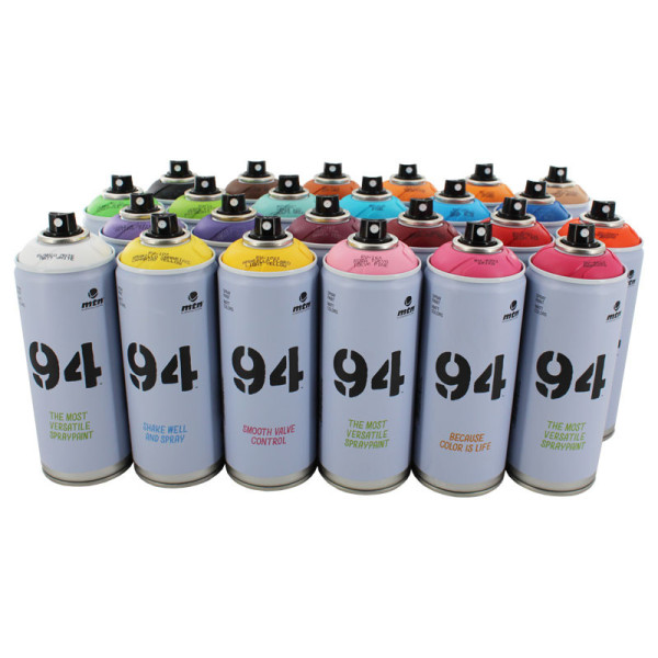 Lot de 24 bombes de peinture MTN 94 - couleurs assorties finition mate - 400 ml | Artmania