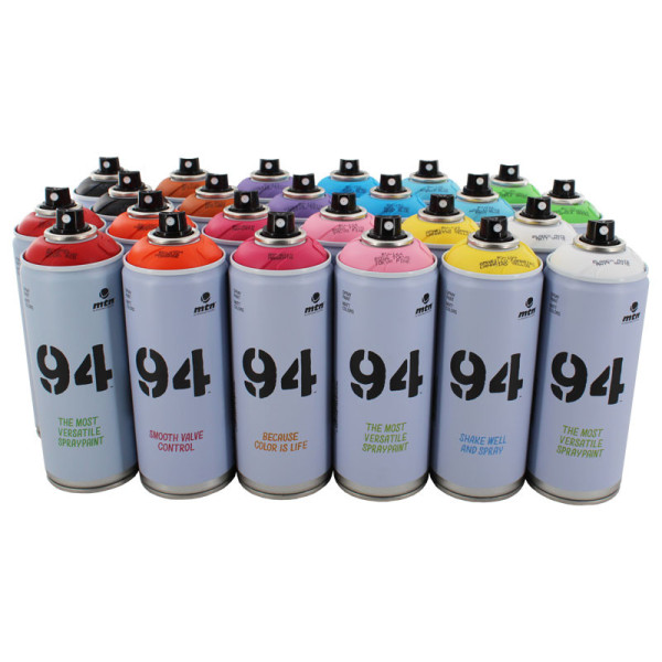 Lot de 24 bombes de peinture MTN 94 - couleurs assorties (2x12) - 400ml | Artmania