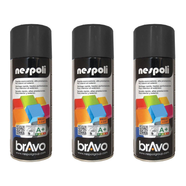 Lot de 3 bombes de peinture Nespoli - noir mat - 400ml | Artmania