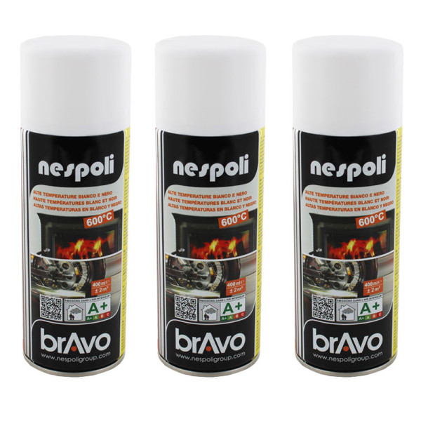 Lot de 3 bombes de peinture professionnel Nespoli - haute température blanc - 400ml | Artmania