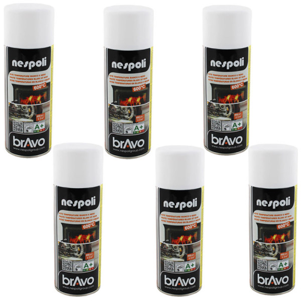 Lot de 6 bombes de peinture professionnel Nespoli - haute température blanc - 400ml | Artmania